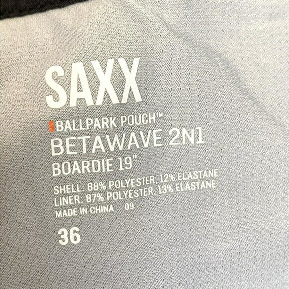 Saxx  Swim Trunks Boardshorts Mens 36 Striped Hybrid Betawave 2N1 Ballpark Pouch - Picture 4 of 5